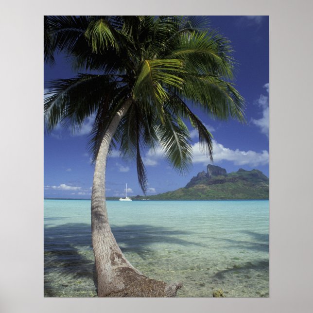 Póster Bora Bora, Polinesia Francesa Mt. Otemanu visto (Frente)