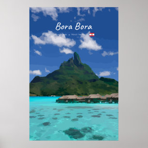 Póster Bora Bora, Polinesia Francesa - Resort de Playa