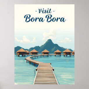 Póster Bora Bora, Polinesia Francesa Viajes Antiguos