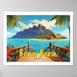 Póster Bora Bora Tahiti Pop Art Travel Ilustracion