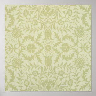 Póster Borage vintage verde suave damasco de William Morr