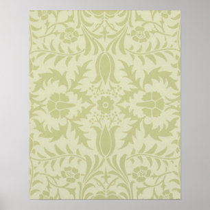 Póster Borage vintage verde suave damasco de William Morr