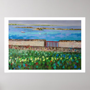 Póster Bord de mer en Bretagne à la barrière rouge