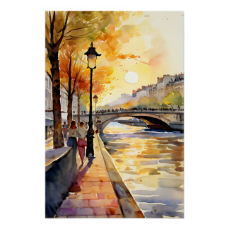 Poster Bord de Seine Paris décoration art mural