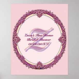 Póster Bordado Elegante Púrpura/Rosa y Crema Personalizad