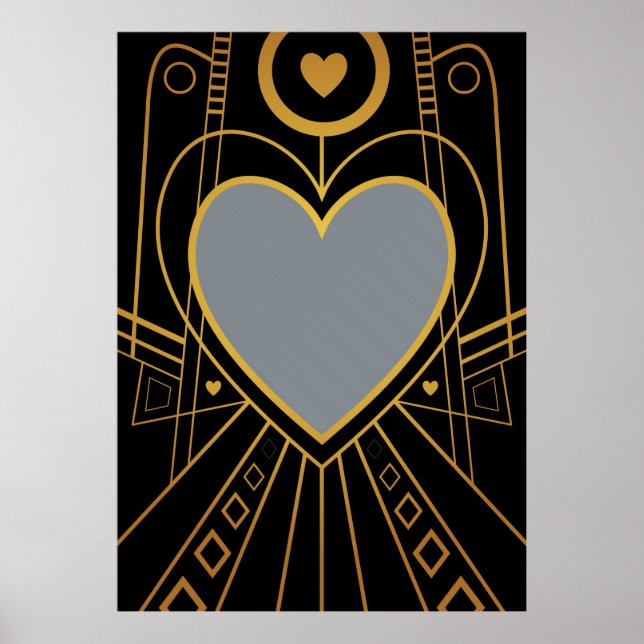 Póster Borde cardíaco de amor Art Deco (Frente)