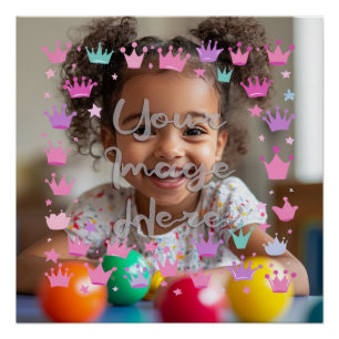 Póster Borde de foto de la corona de la princesa púrpura