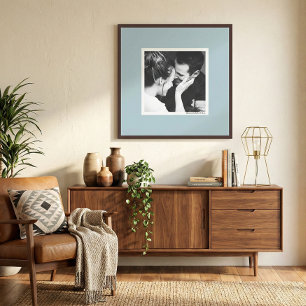 Póster Borde de foto personalizado suave azul polvoriento