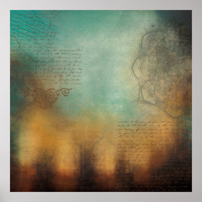 Póster Borde de texto de mandala de fondo (Frente)