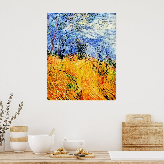 Póster Borde de un campo de trigo con cachorros (Cocina)