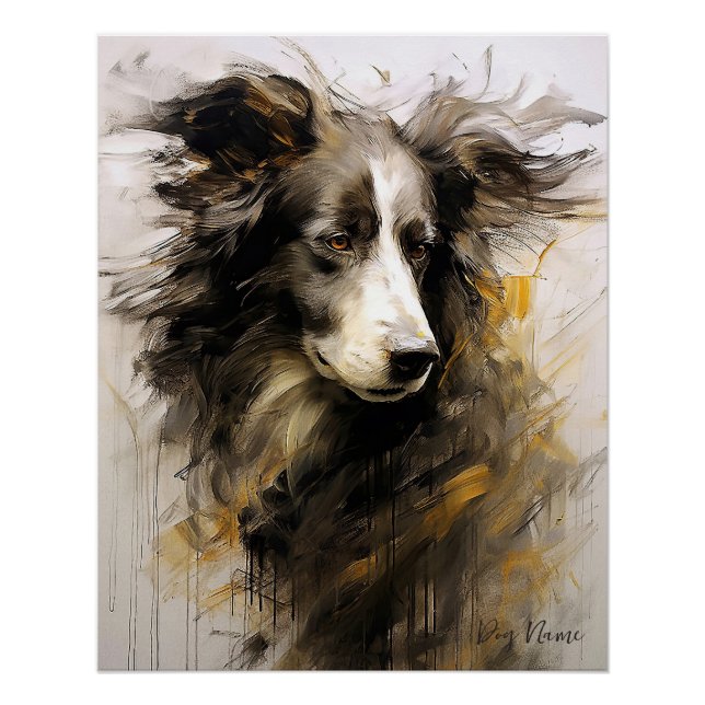 Póster Borde del perro Collie en el viento 002 - Yacobsen (Anverso)
