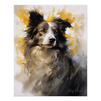 Póster Borde del perro Collie en el viento 004 - Yacobsen