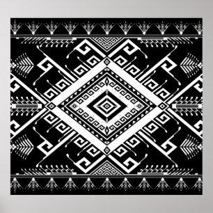 Póster Borde étnico geométrico indio, abstracto.