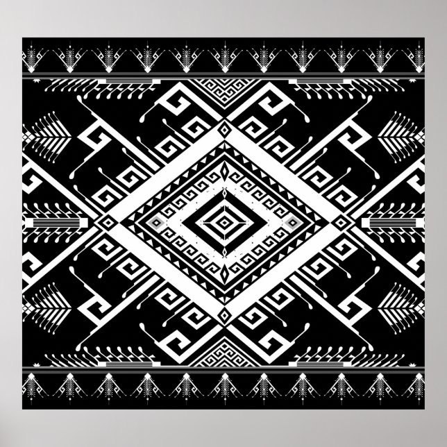 Póster Borde étnico geométrico indio, abstracto. (Frente)