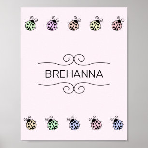 Póster Borde multicolor pastoral sobre Poster rosa