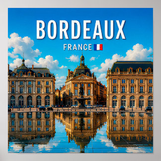 Póster Bordeaux Francia Frente Histórico del Río Eleganci