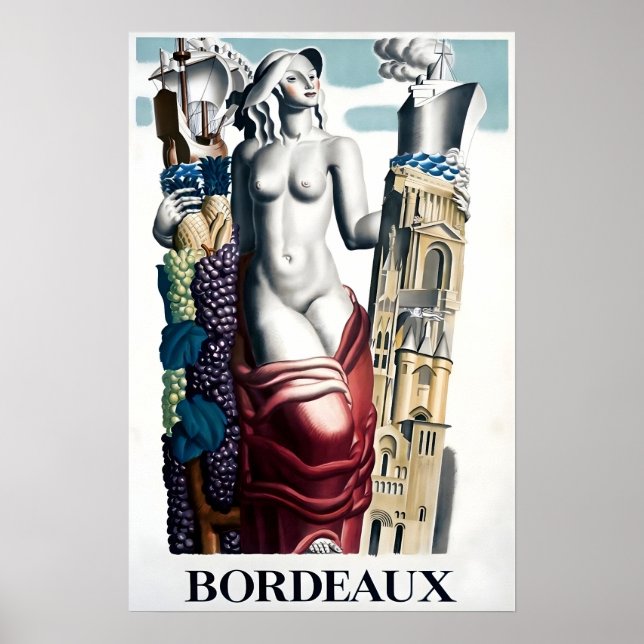 Póster Bordeaux Travel Poster French Print France Art (Frente)