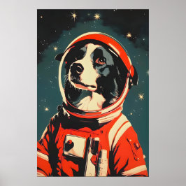Póster Border Collie Astronaut Poster, Border Collie