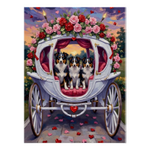 Póster Border Collie Día de San Valentín