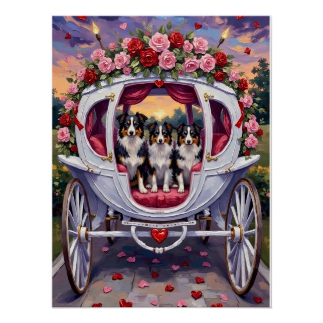 Póster Border Collie Día de San Valentín (Anverso)