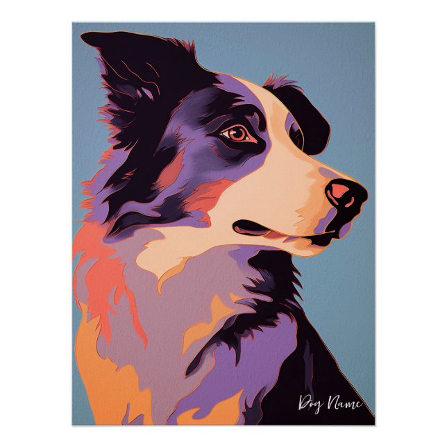 Póster Border Collie Dog 004 - Bruno Pokopen (Anverso)