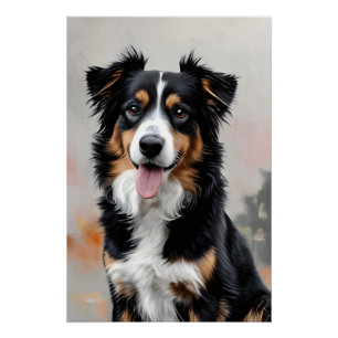 Póster Border Collie Enfoque de los Campos