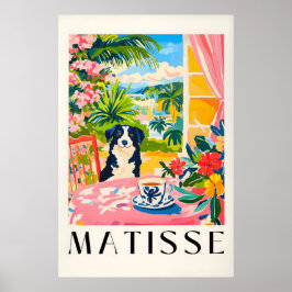 Póster Border Collie Matisse Print Funny Dog & Coffee