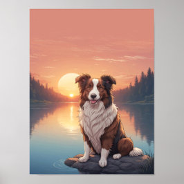 Póster Border Collie Rojo
