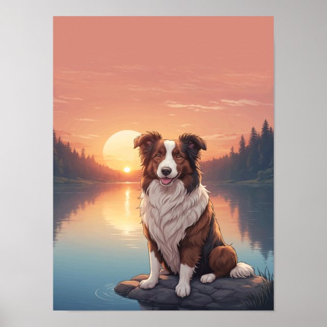 Póster Border Collie Rojo (Frente)