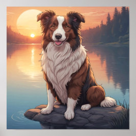 Póster Border Collie rojo