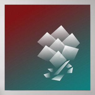 Póster Borgoña verde azulada blanca