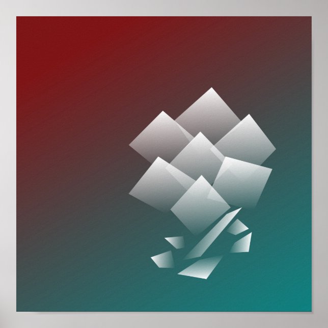 Póster Borgoña verde azulada blanca (Frente)