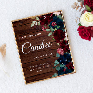 Póster Borgoña y Marina Azul Madera Cuántos Rótulos de Ca