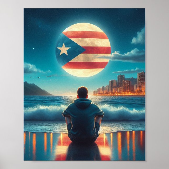 Póster Boricua Hasta la Luna (Frente)