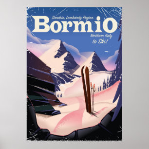 Póster Bormio, Sondrio, región de Lombardía, cartel del