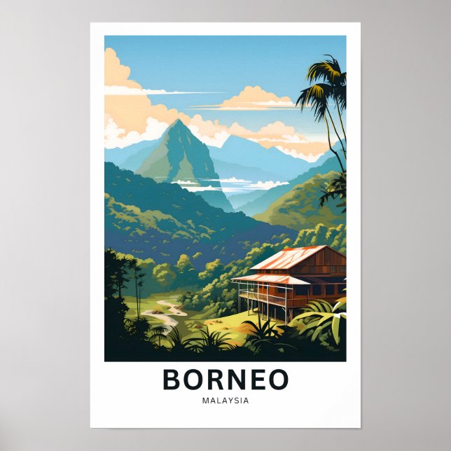 Póster Borneo Malaysia Travel Print (Frente)