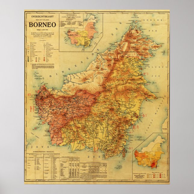 Póster BorneoPanoramic MapBorneo (Frente)