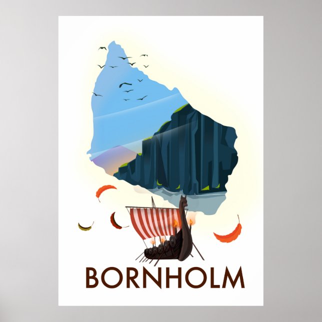 Póster Bornholm Island Viking map (Frente)
