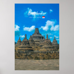 Póster Borobudur, Indonesia - Antiguo templo budista
