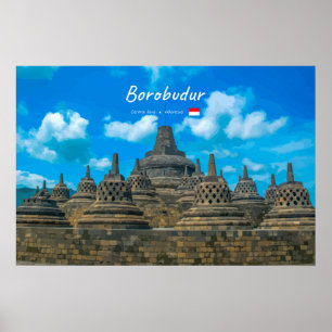 Póster Borobudur, Indonesia - Antiguo templo budista