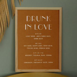 Póster Borracho enamorado. Bebidas de boda amarillo mosta