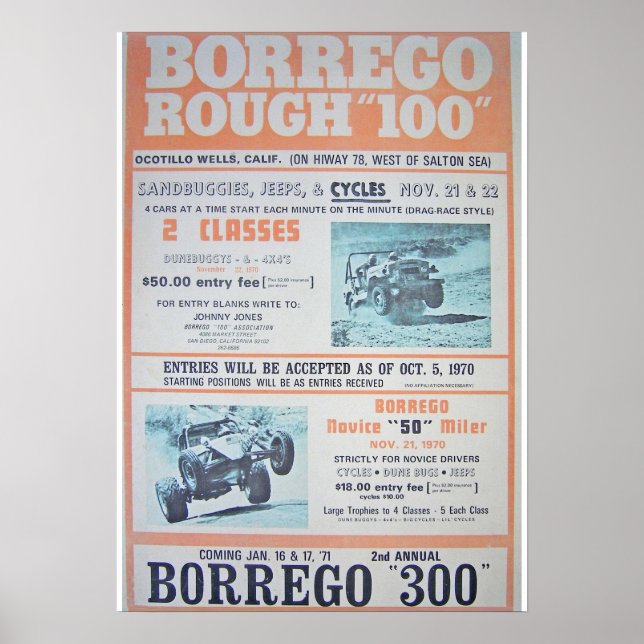 Póster Borrego Rough 100 Race Poster (Frente)