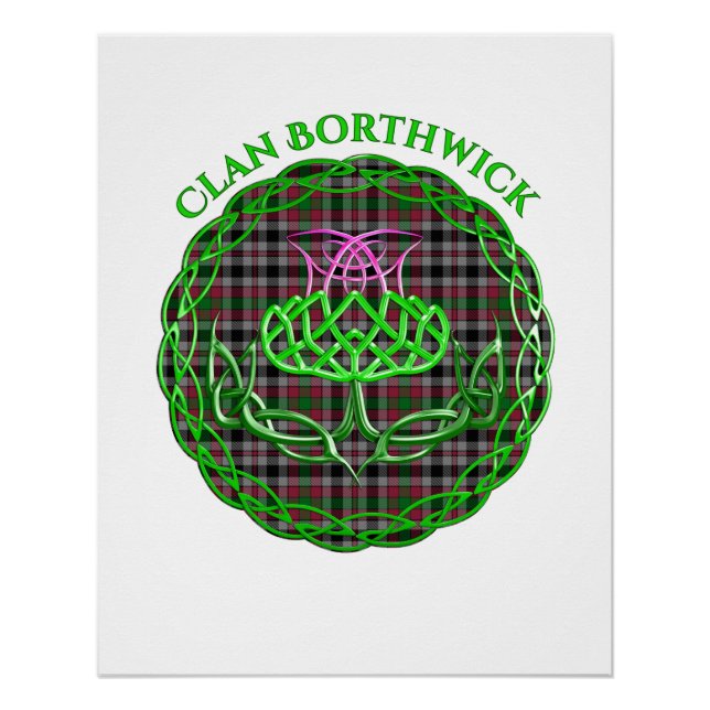 Póster Borthwick Scottish Tartan Celtic Thistle (Anverso)