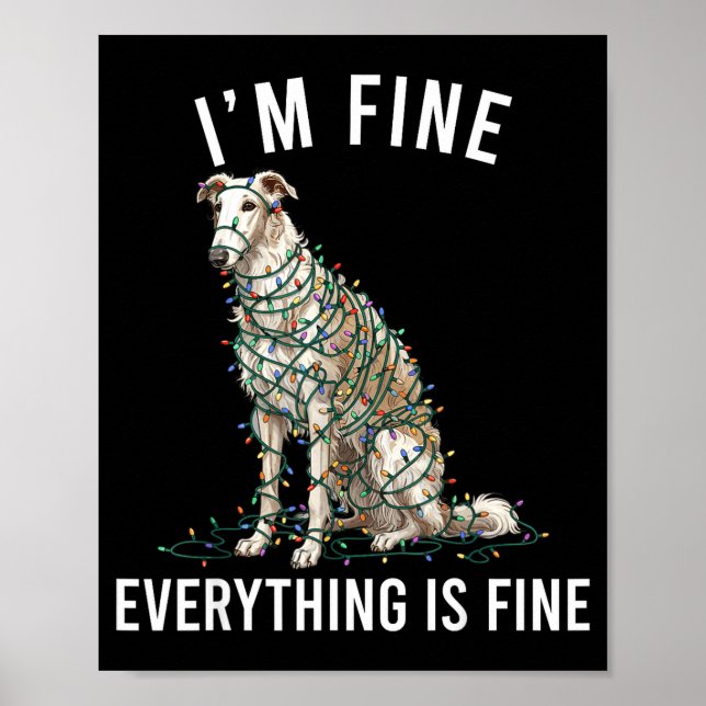 Póster Borzoi Christmas I'm Fine Everything Is Fine  (Frente)