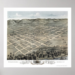 Póster Boscobel, WI Mapa Panorámico - 1869