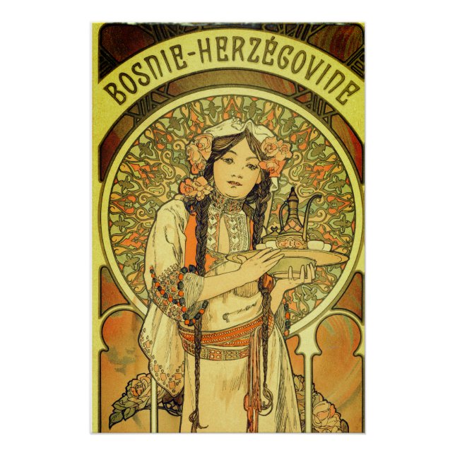 Póster Bosnia y Herzegovina por Alphonse Mucha 1900 (Anverso)