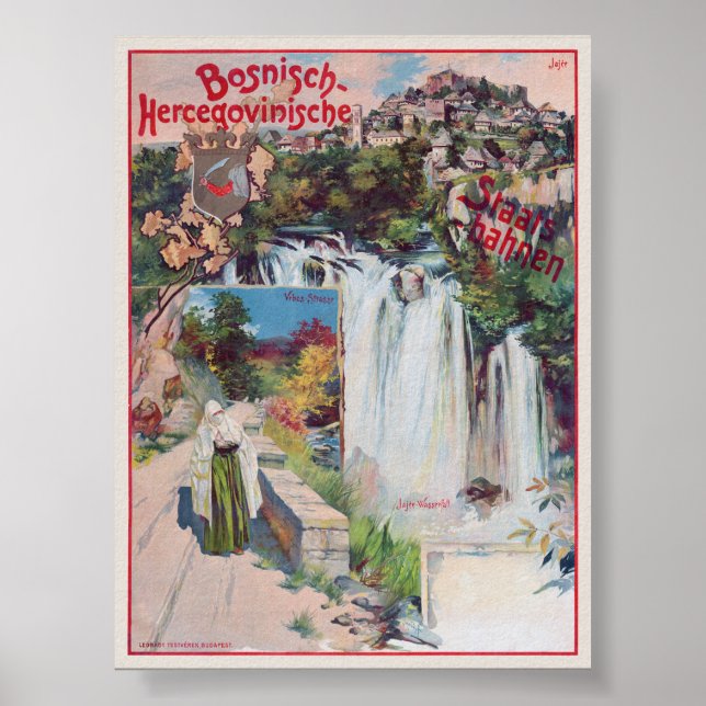 Póster Bosnisch-Hercegovinische Staatsbahnen Poster 1901 (Frente)