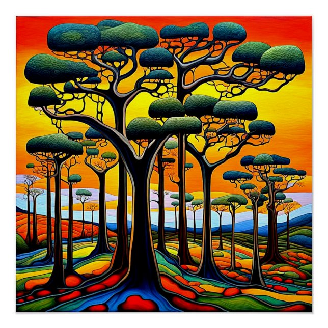 Póster Bosque al atardecer (Anverso)