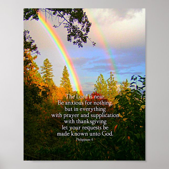 Póster Bosque arcoiris Escritura Cristiana Biblia Verse (Frente)