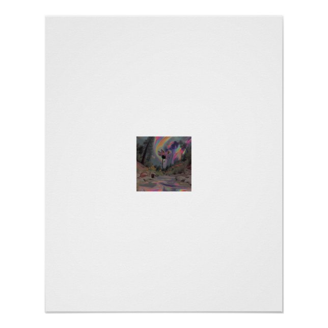 Póster Bosque Arcoíris Flor Mariposa Corriente (Anverso)